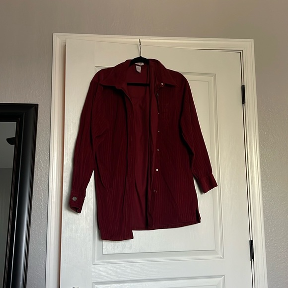 Dark red Cherokee corduroy feeling type button up - Picture 1 of 6